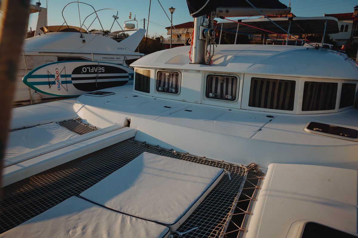 Deck of Caramela, a Lagoon 380 catamaran at Sithonia Municipal Unit, Greece
