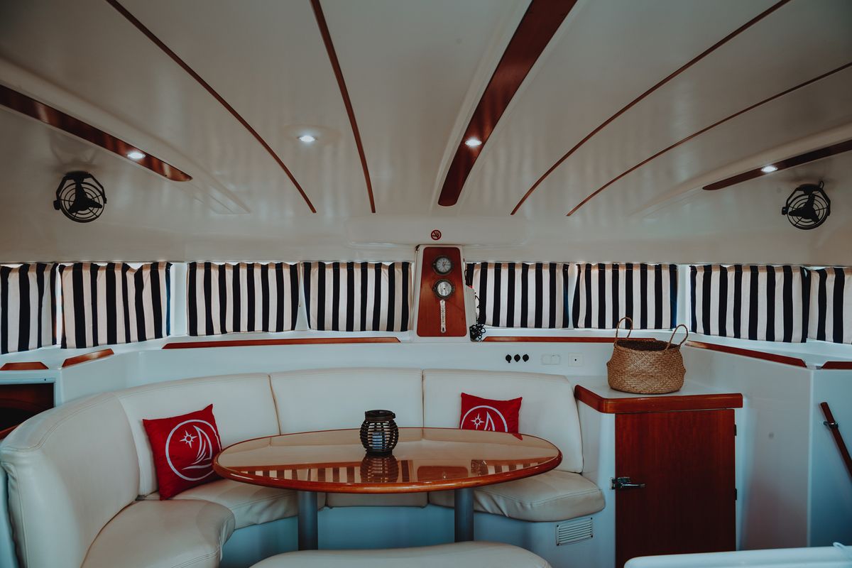 Salon of Caramela, a Lagoon 380 catamaran at Sithonia Municipal Unit, Greece