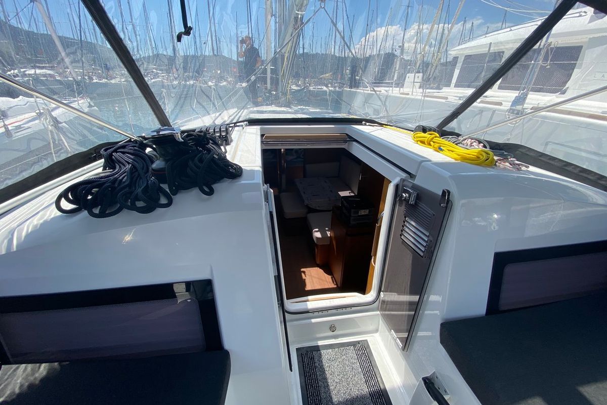 Lornia, a Jeanneau Sun Odyssey 440 sailboat at Fethiye, Turkey