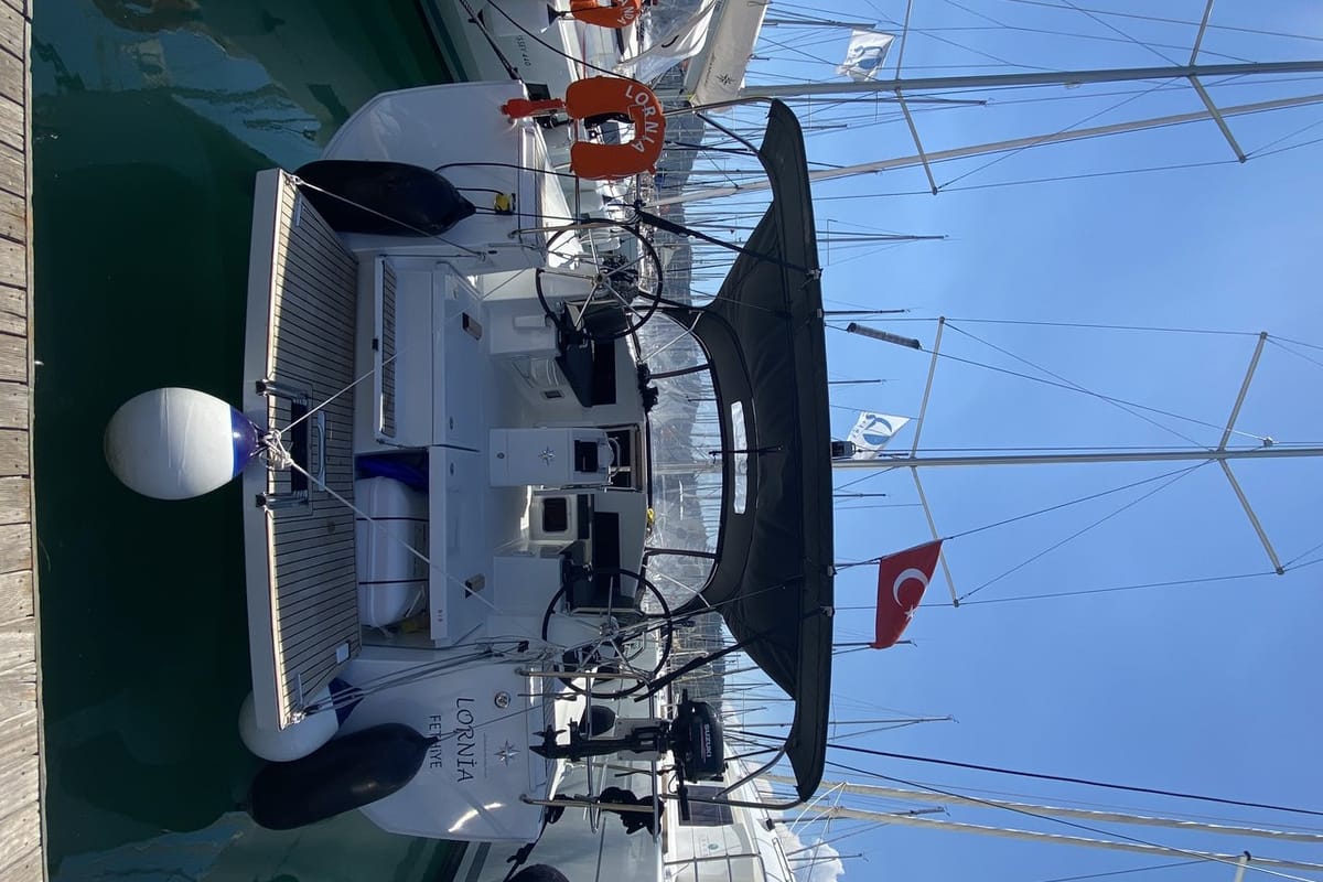 Lornia, a Jeanneau Sun Odyssey 440 sailboat at Fethiye, Turkey