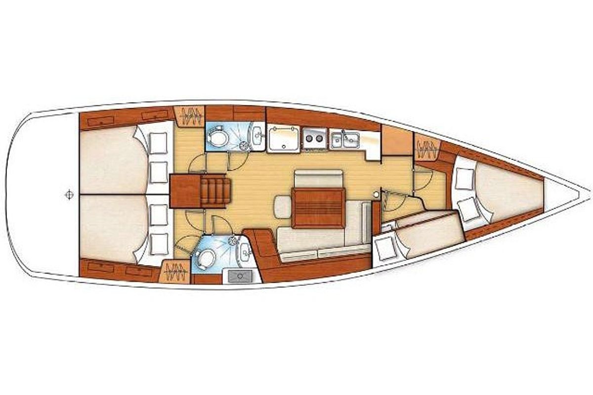 Floor plan of Konstantinos, a Beneteau Oceanis 43 sailboat at Volos Municipality, Greece