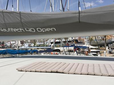 Deck of Hygge, a Nautitech Rochefort Nautitech 40 Open catamaran at Llucmajor, Spain