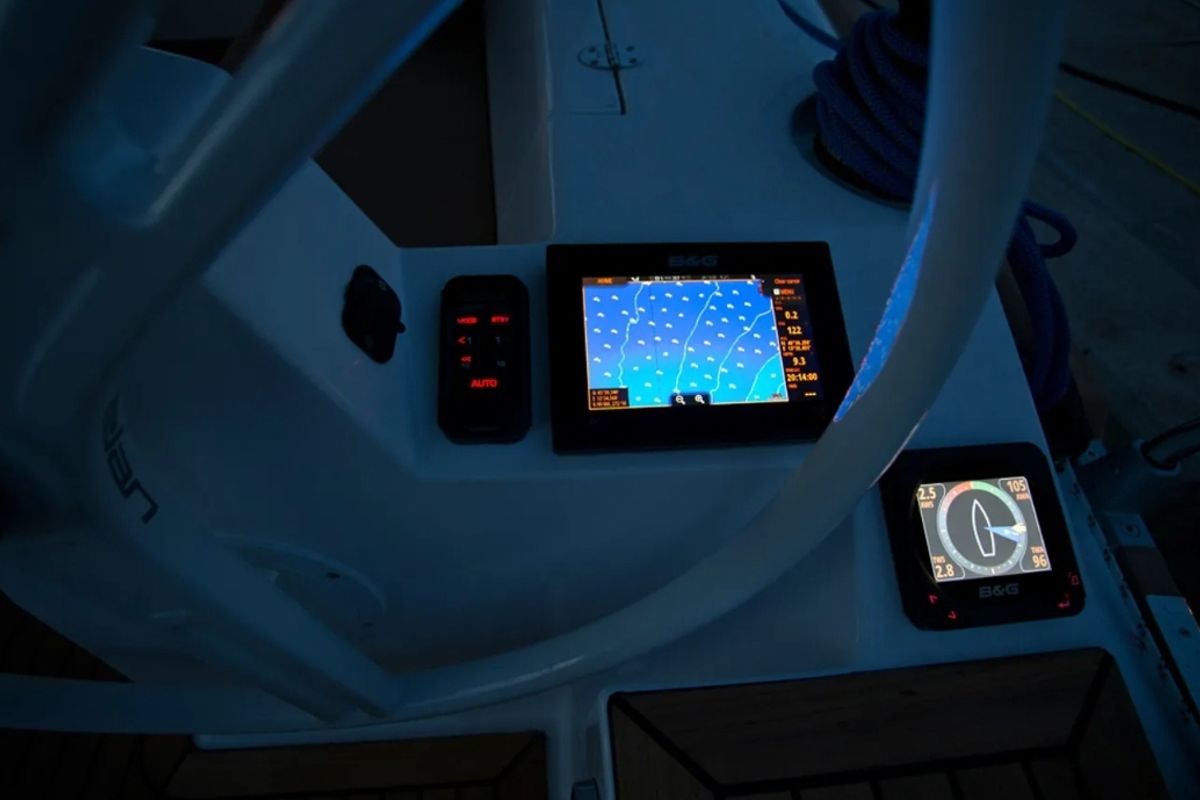 Cockpit of Aurora, a Elan Impression 35 sailboat at Grad Pula, Croatia