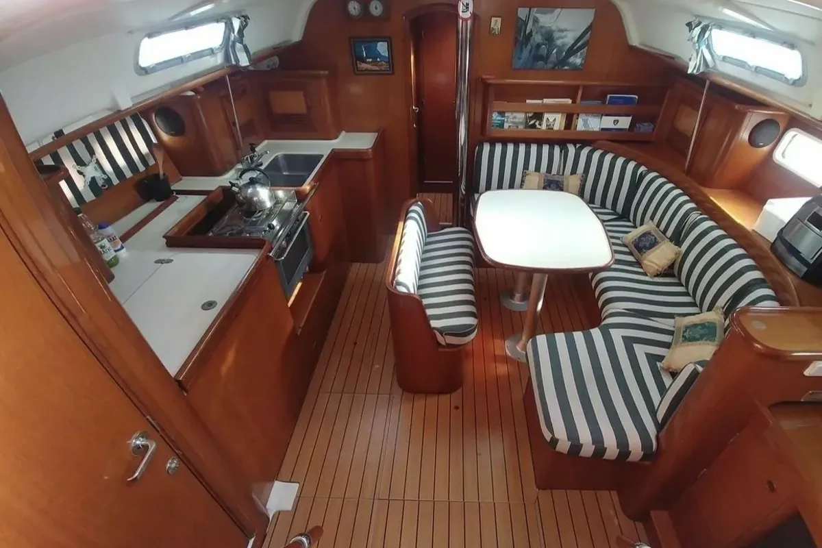 Salon of Rota, a Beneteau Oceanis 411 sailboat at Sami Municipal Unit, Greece