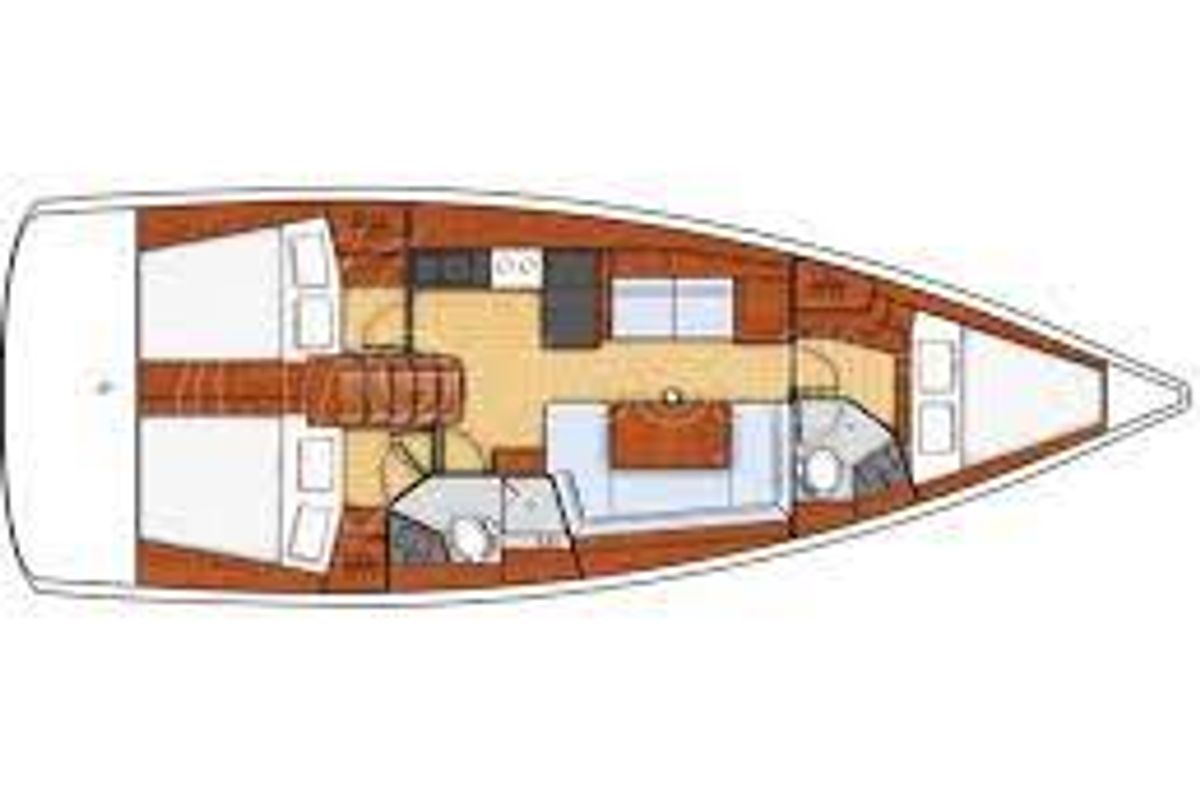 Floor plan of White Pearl, a Beneteau Oceanis 41.1 sailboat at Izola / Isola, Slovenia