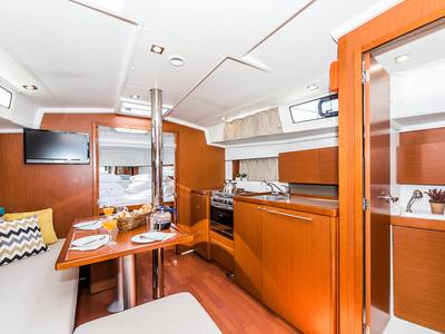 Salon of Simple Minds, a Beneteau Oceanis 38.1 sailboat at Grad Biograd na Moru, Croatia
