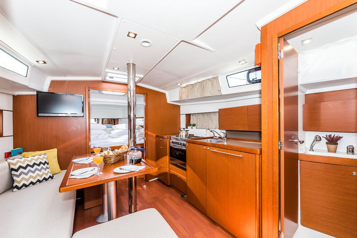 Salon of Simple Minds, a Beneteau Oceanis 38.1 sailboat at Grad Biograd na Moru, Croatia