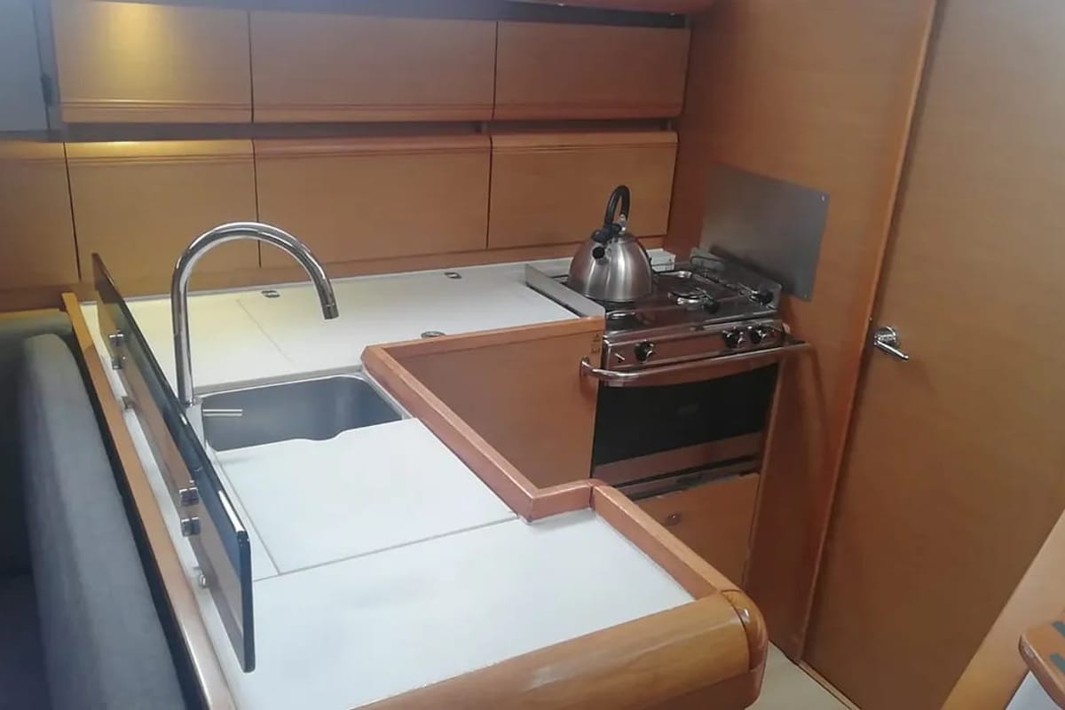 Galley of Tessie, a Jeanneau Sun Odyssey 439 sailboat at Volos Municipality, Greece