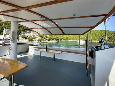 Cockpit of Premium +, a Gulet Gulet gulet at Split, Croatia