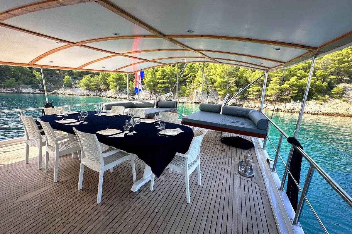 Deck of Premium +, a Gulet Gulet gulet at Split, Croatia