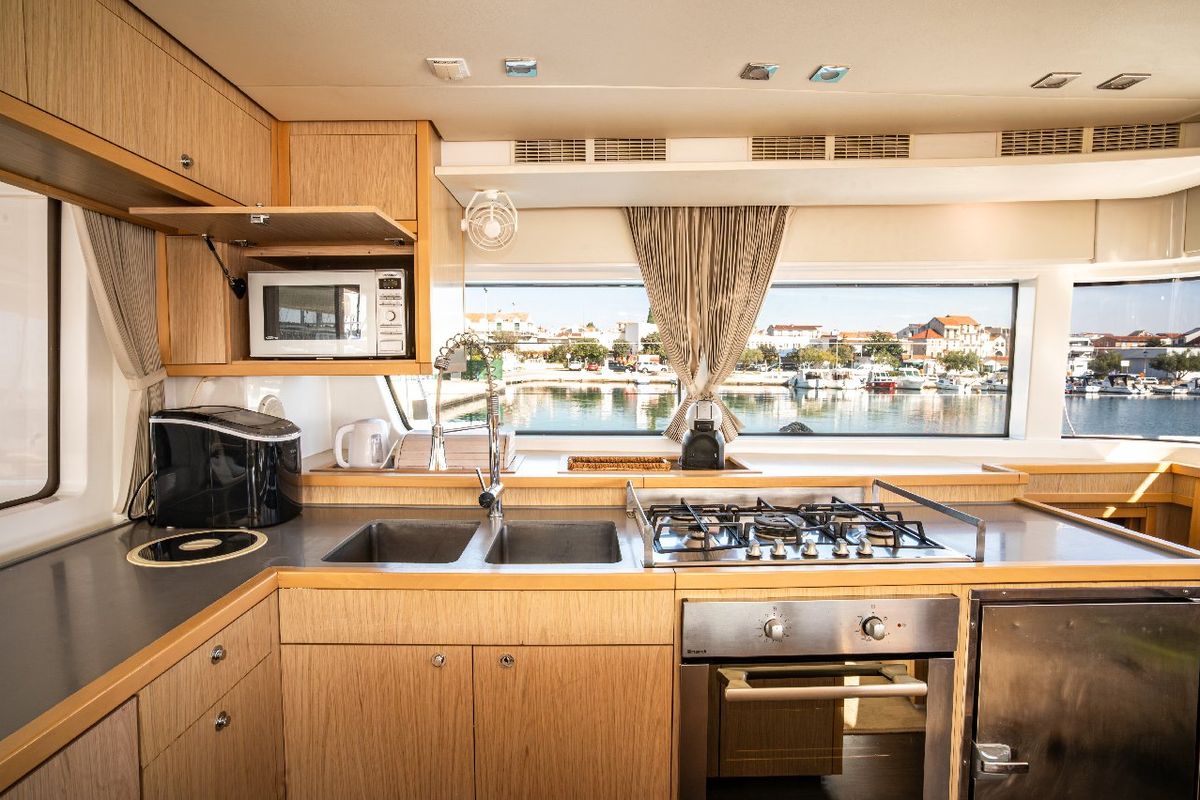 Galley of Jessy, a Lagoon 52 F catamaran at Pirovac, Croatia
