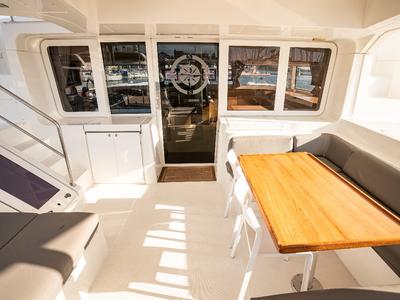 Deck of Jessy, a Lagoon 52 F catamaran at Pirovac, Croatia