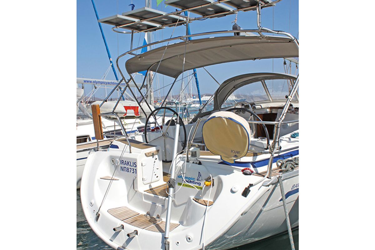 Exterior view of Iraklis, a Bavaria 42 Cruiser sailboat at Lavreotiki Municipal Unit, Greece