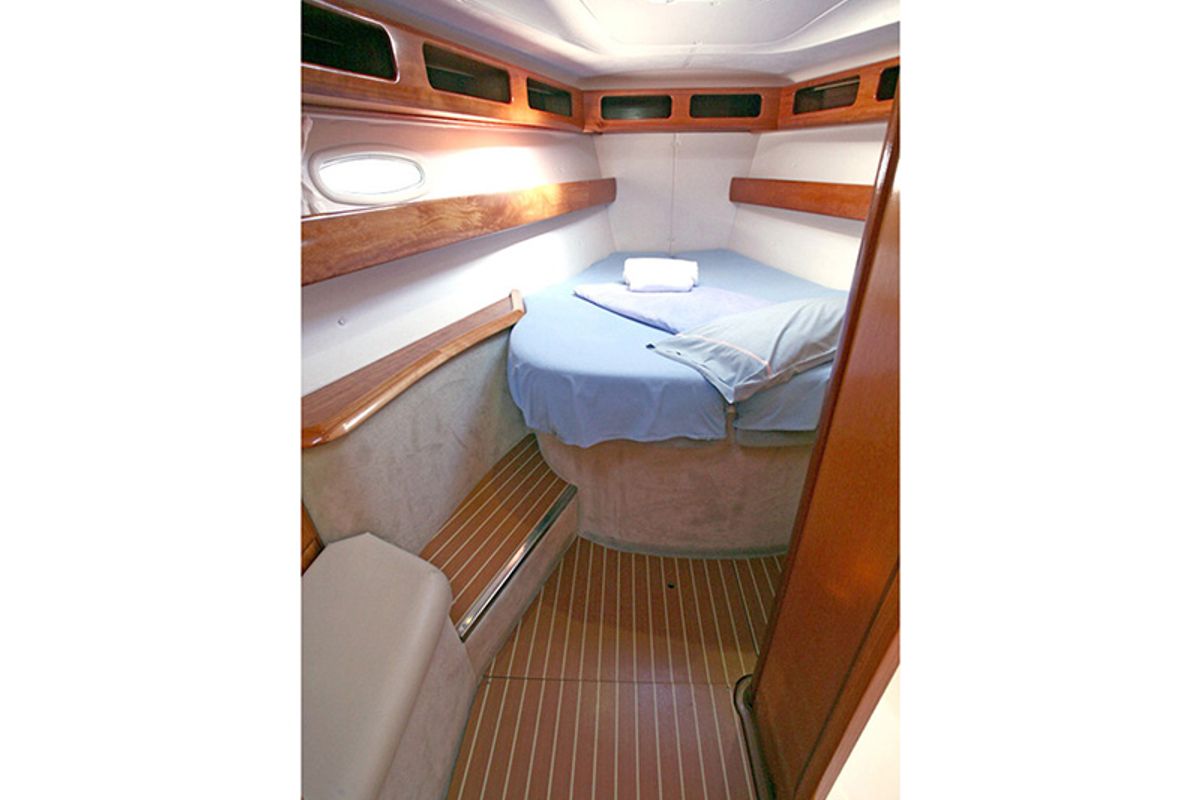 Cabin on Iraklis, a Bavaria 42 Cruiser sailboat at Lavreotiki Municipal Unit, Greece