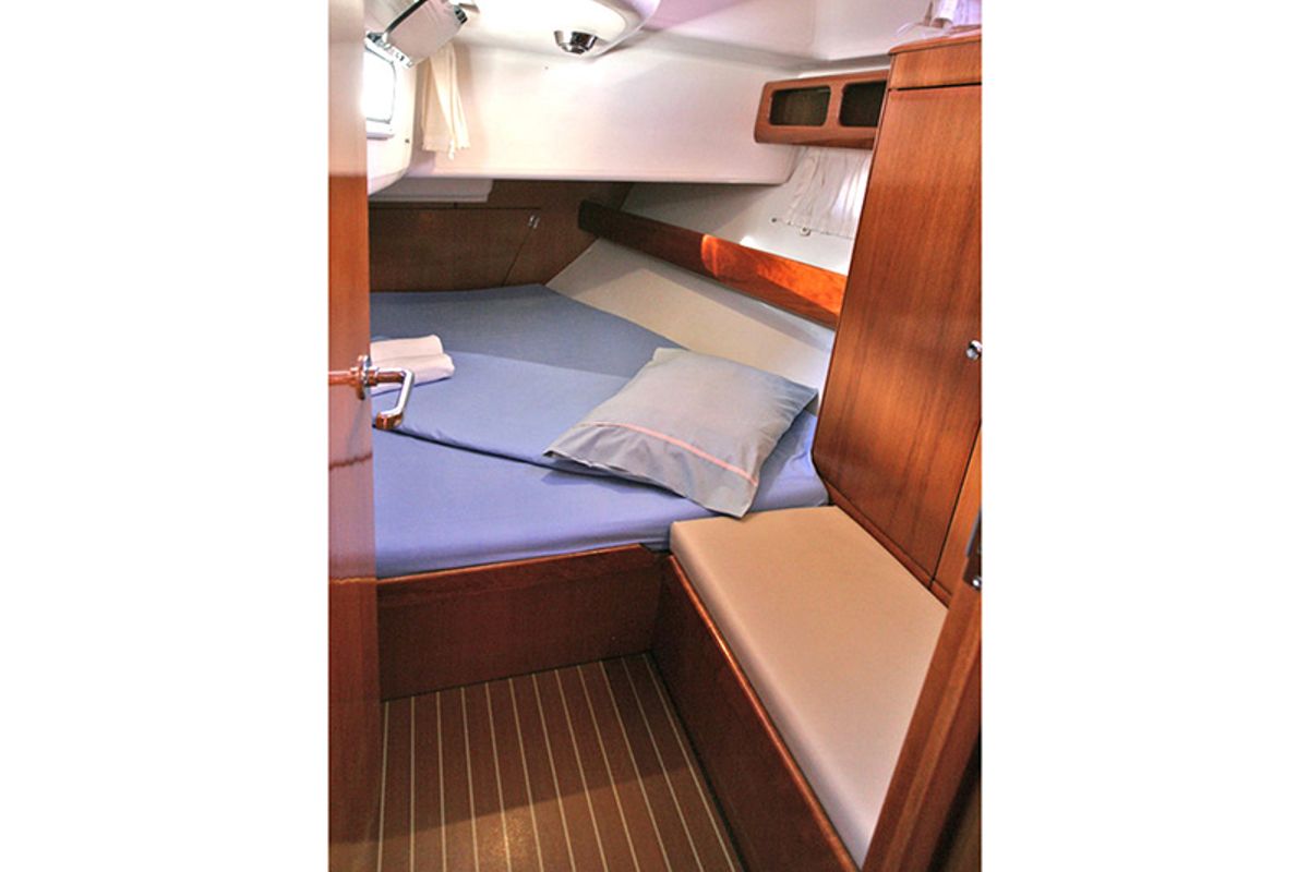 Cabin on Iraklis, a Bavaria 42 Cruiser sailboat at Lavreotiki Municipal Unit, Greece