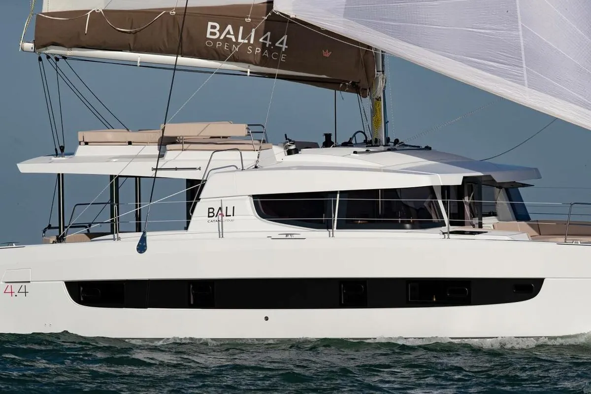 Exterior view of Divine Destiny, a Bali 4.4 catamaran at Road Town, British Virgin Islands