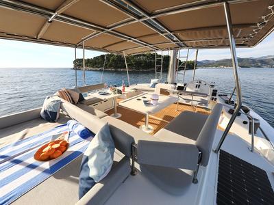 Cockpit of EQ Horizon, a Bali 5.4 catamaran at Dubrovnik, Croatia