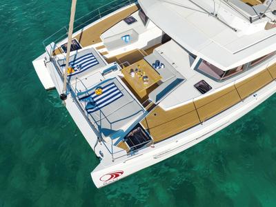 Deck of EQ Horizon, a Bali 5.4 catamaran at Dubrovnik, Croatia