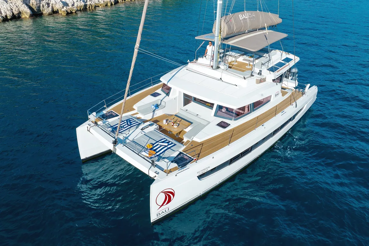 Exterior view of EQ Horizon, a Bali 5.4 catamaran at Dubrovnik, Croatia