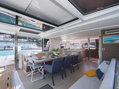 Salon of EQ Horizon, a Bali 5.4 catamaran at Dubrovnik, Croatia