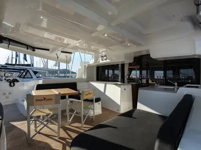 Deck of Carruba - Comfort Line , a Lagoon 46 catamaran at Tonnarella, Italy