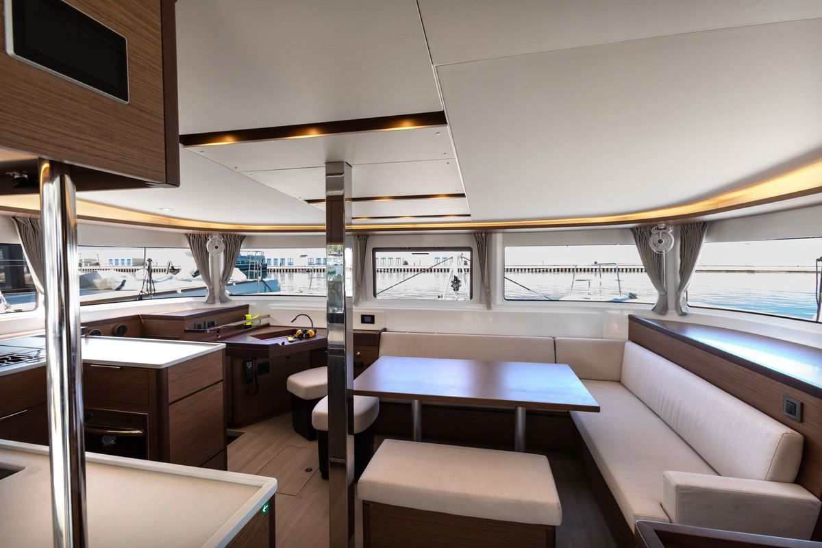 Salon of Carruba - Comfort Line , a Lagoon 46 catamaran at Tonnarella, Italy