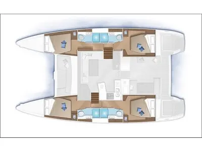 Floor plan of Lupin, a Lagoon 450 catamaran at Ajaccio, France