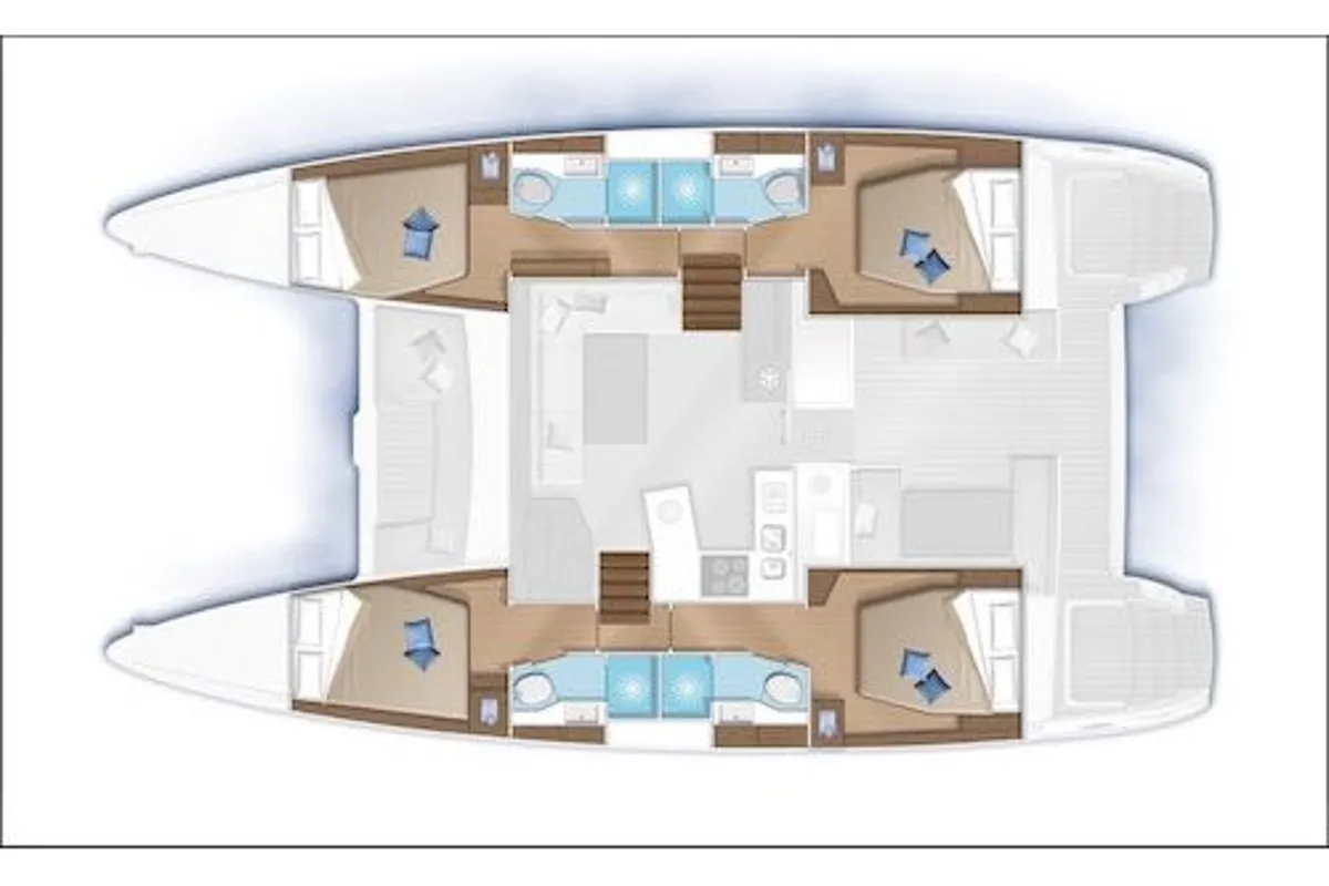 Floor plan of Lupin, a Lagoon 450 catamaran at Ajaccio, France