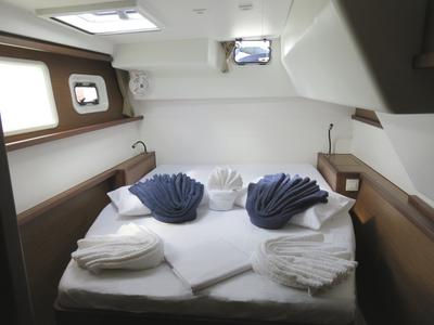 Cabin on Lupin, a Lagoon 450 catamaran at Ajaccio, France