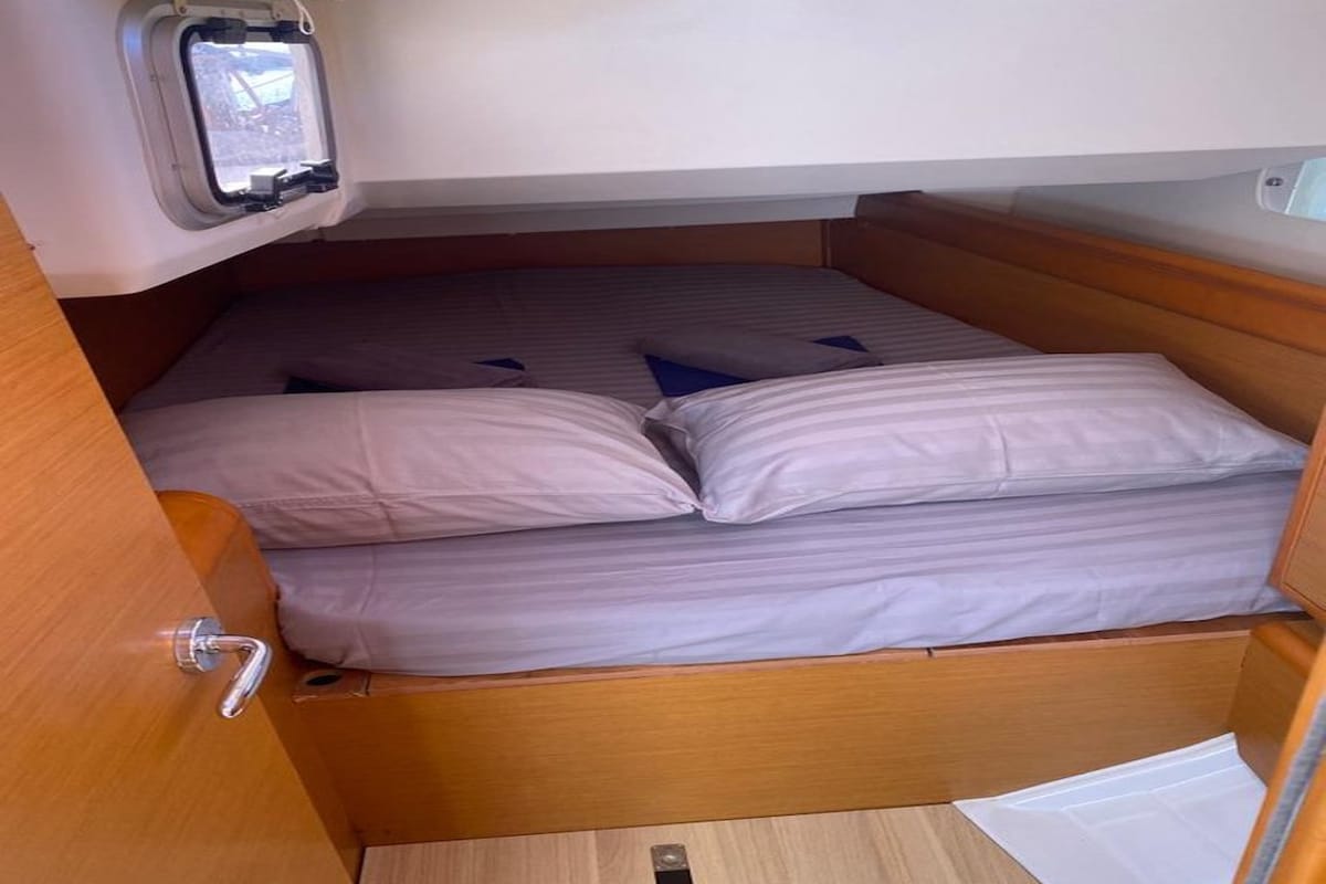 Cabin on Cavalier, a Jeanneau Sun Odyssey 409 sailboat at Mai Khao, Thailand