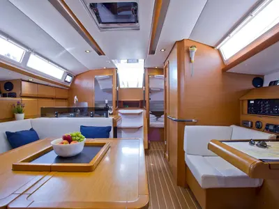 Salon of Cavalier, a Jeanneau Sun Odyssey 409 sailboat at Mai Khao, Thailand