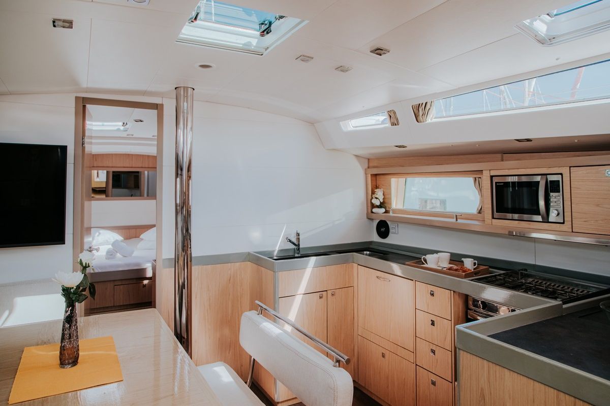Galley of Gold One, a Beneteau Oceanis 48 sailboat at Split, Croatia