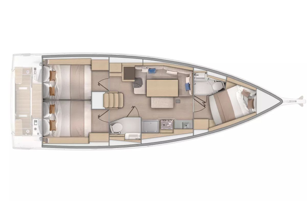 Floor plan of Mercator, a Beneteau Oceanis 37.1 sailboat at Municipal Unit of Lefkada, Greece
