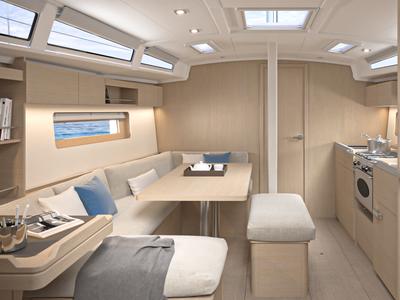 Salon of Mercator, a Beneteau Oceanis 37.1 sailboat at Municipal Unit of Lefkada, Greece