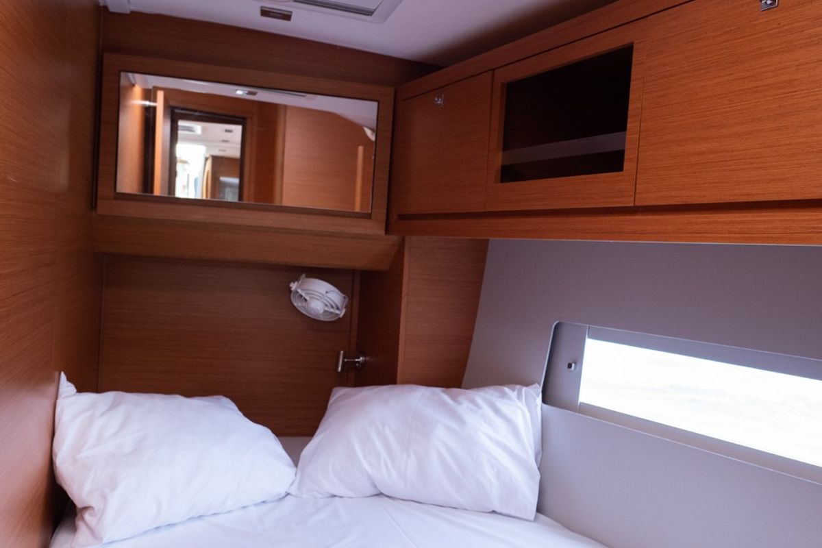 Cabin on Andromeda, a Dufour 470 sailboat at Athens, Greece