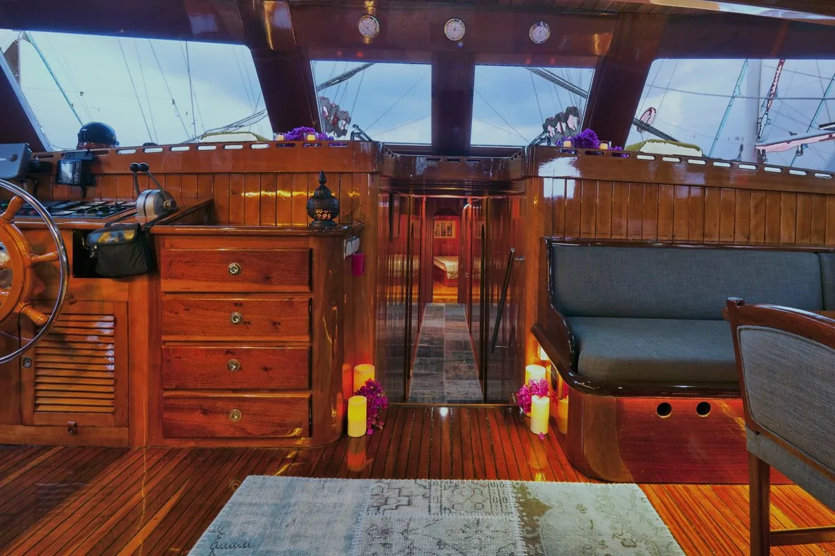 Salon of Fortuna, a Custom Made Fortuna* yacht at Bodrum, Turkey