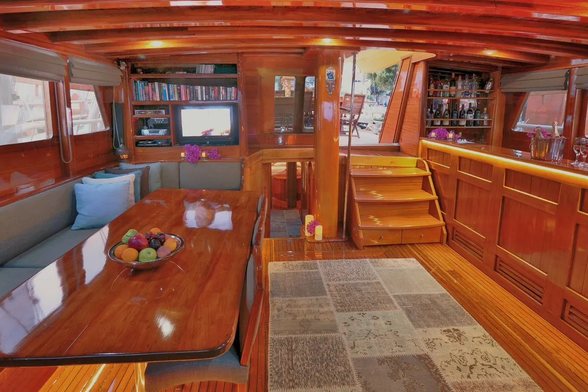 Salon of Fortuna, a Custom Made Fortuna* yacht at Bodrum, Turkey