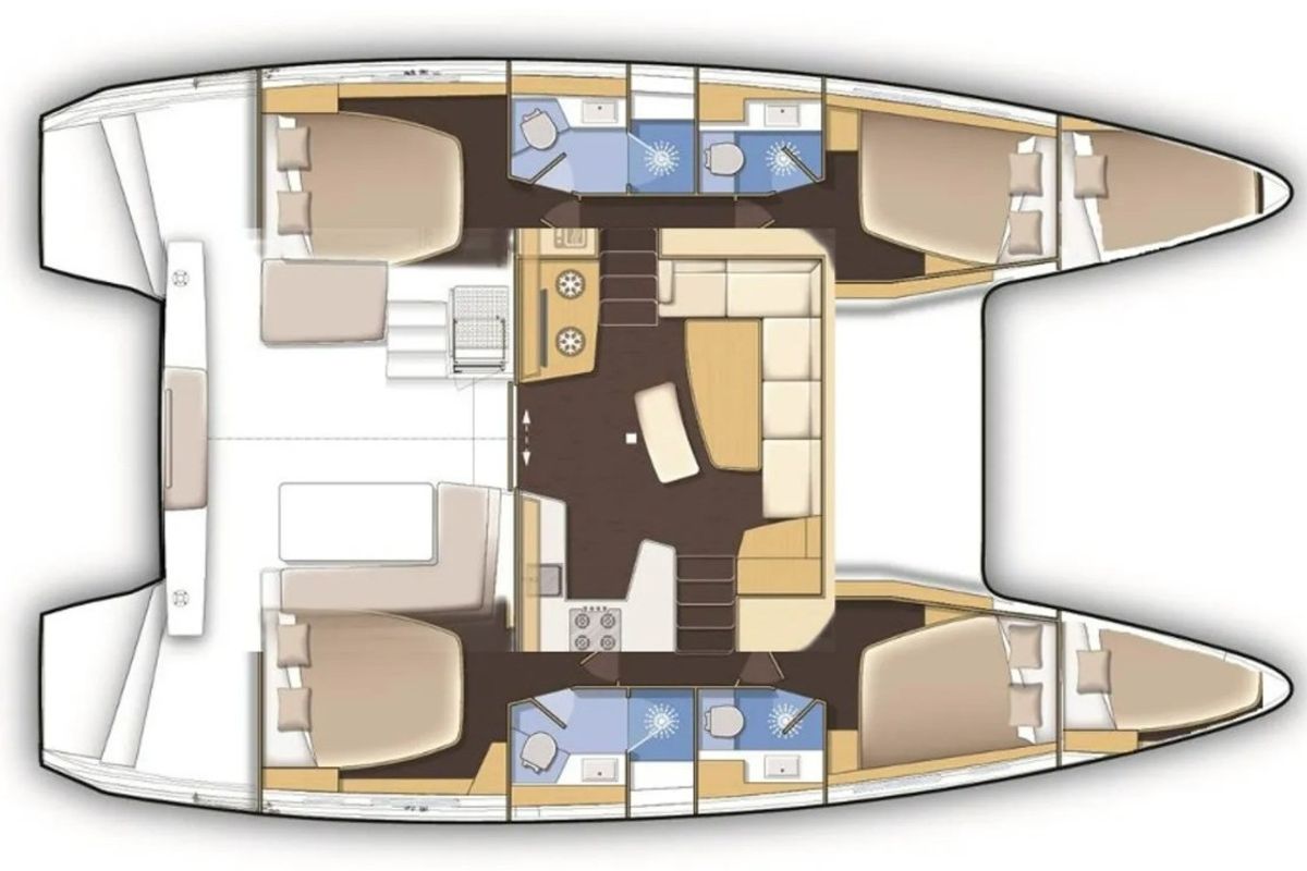 Floor plan of ZIL 2, a Lagoon 42 catamaran at Eden Island Marina, Seychelles