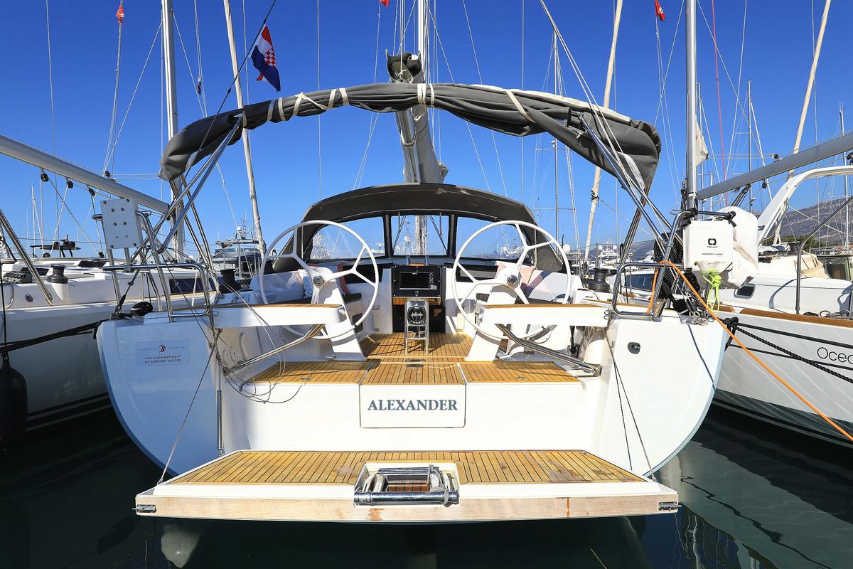 Exterior view of Alexander, a Hanse Yachts Hanse 418 sailboat at Grad Kaštela, Croatia