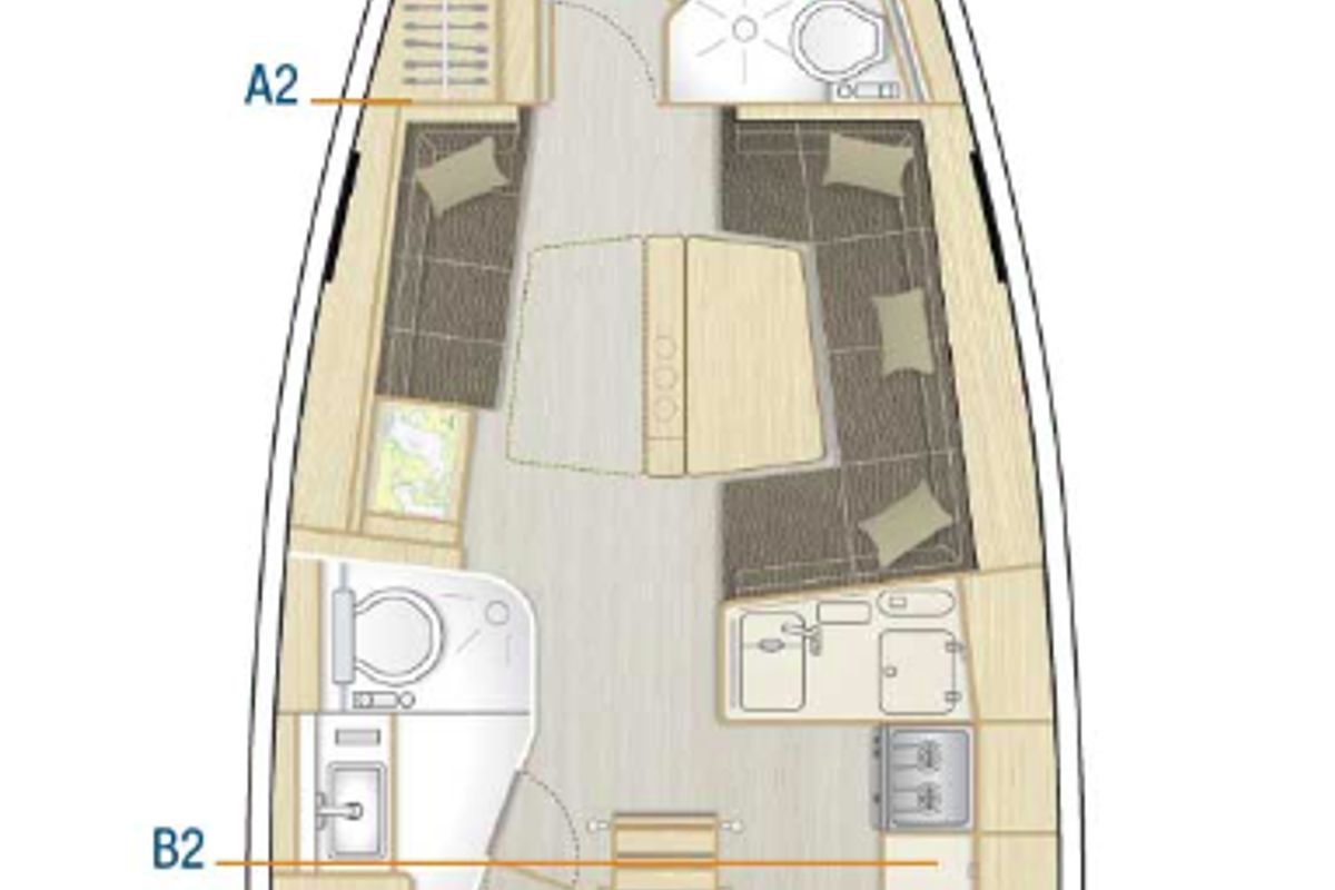 Exterior view of Alexander, a Hanse Yachts Hanse 418 sailboat at Grad Kaštela, Croatia