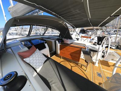 Cockpit of Alexander, a Hanse Yachts Hanse 418 sailboat at Grad Kaštela, Croatia