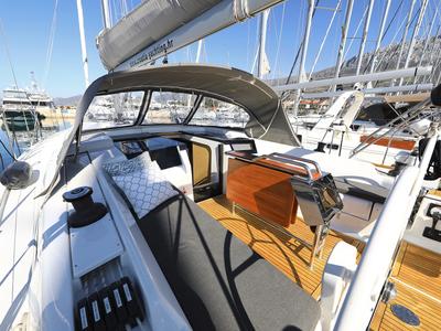 Deck of Alexander, a Hanse Yachts Hanse 418 sailboat at Grad Kaštela, Croatia