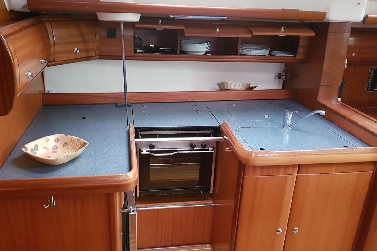 Galley of Srna, a Bavaria 49 sailboat at Zadar, Croatia