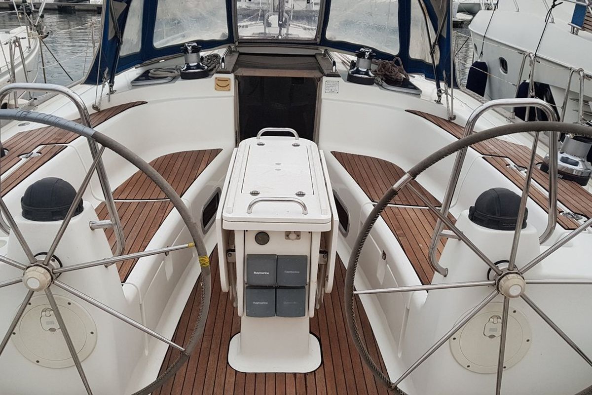 Cockpit of Srna, a Bavaria 49 sailboat at Zadar, Croatia