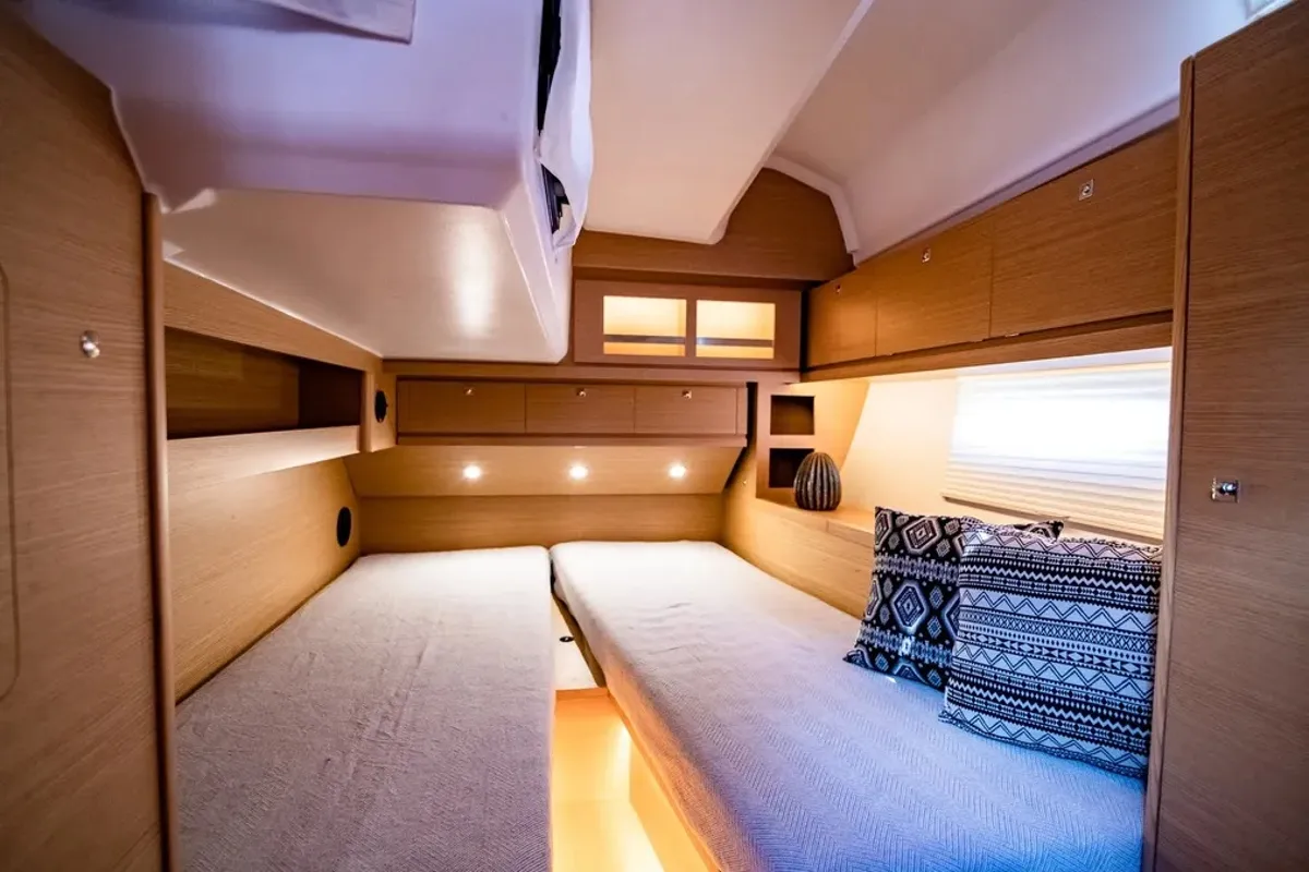 Cabin on Blue Moon 1, a Dufour 430 sailboat at Lavreotiki Municipal Unit, Greece