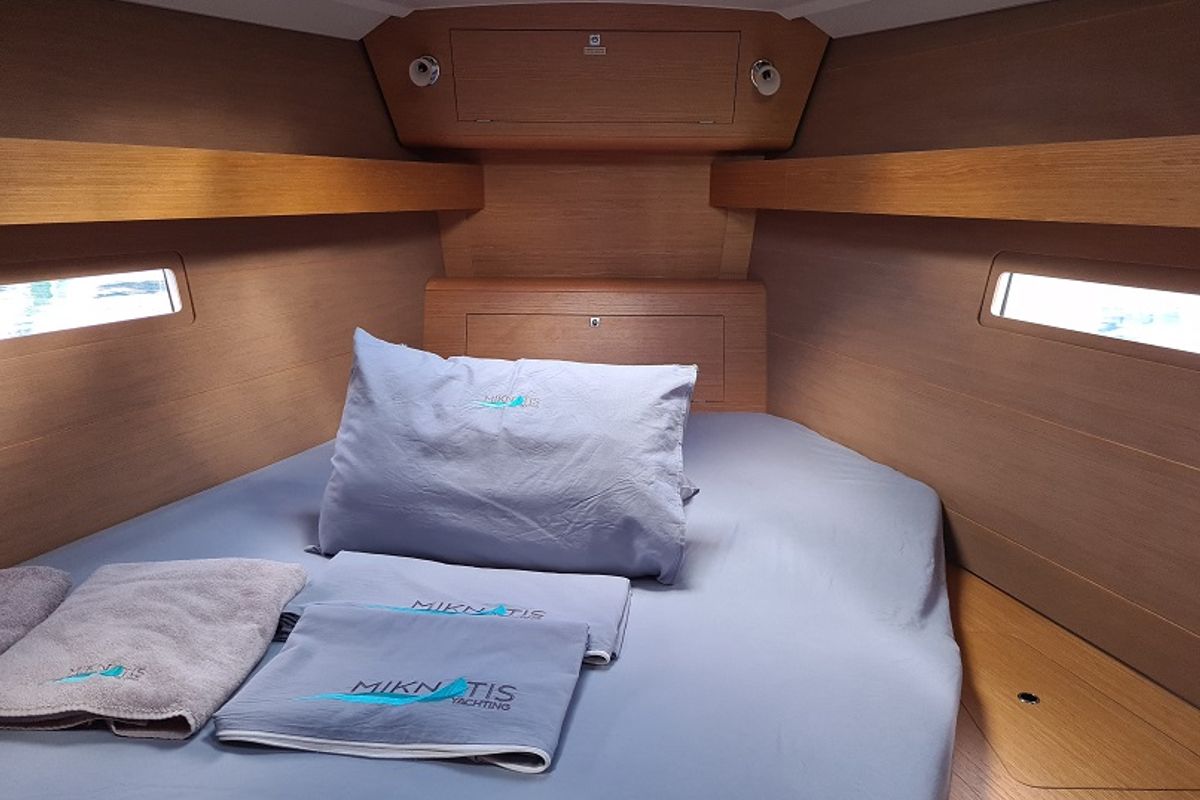 Cabin on Desiree II, a Dufour 412 Grand large sailboat at Marmaris, Turkey