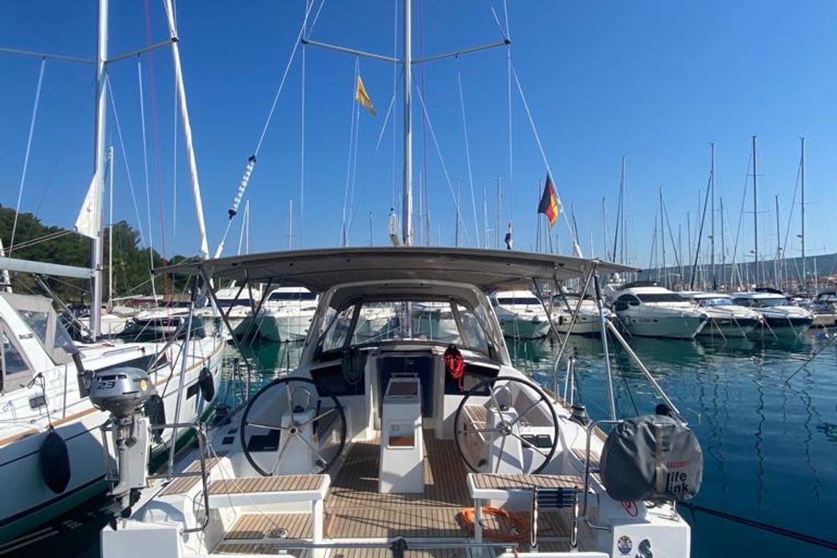 Exterior view of Lukas, a Beneteau Oceanis 38.1 sailboat at Općina Rogoznica, Croatia