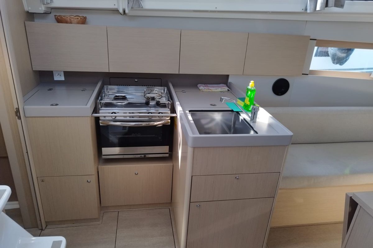 Galley of Lukas, a Beneteau Oceanis 38.1 sailboat at Općina Rogoznica, Croatia
