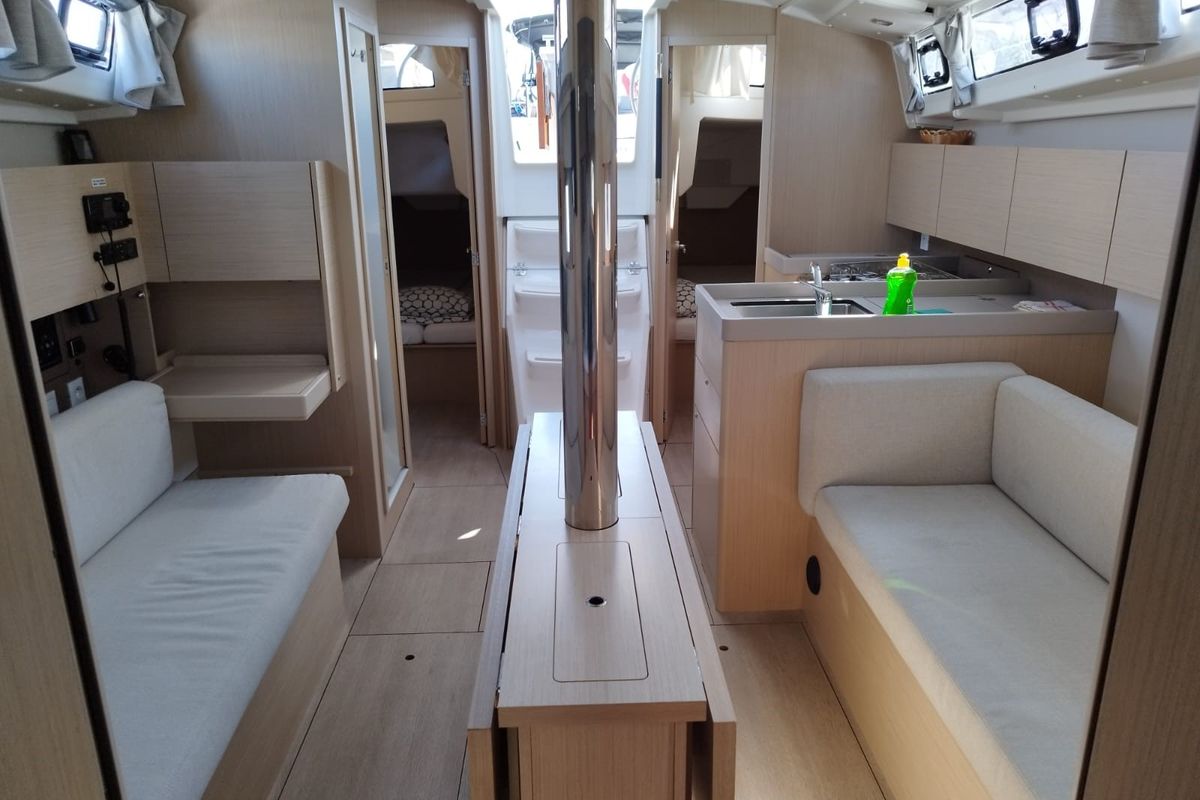 Salon of Lukas, a Beneteau Oceanis 38.1 sailboat at Općina Rogoznica, Croatia