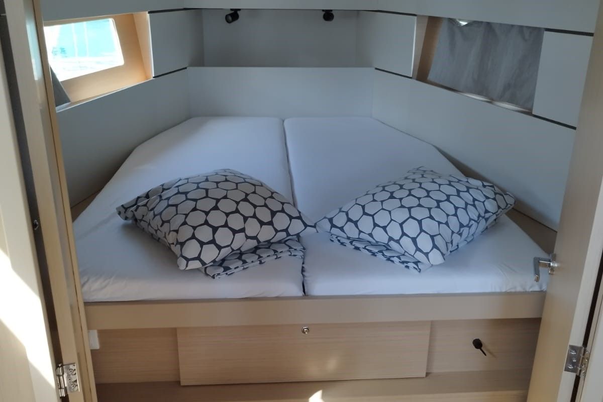 Cabin on Lukas, a Beneteau Oceanis 38.1 sailboat at Općina Rogoznica, Croatia